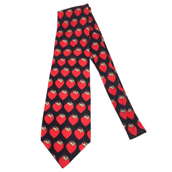 Looney Tunes Tasmanian Devil Neck Tie With Hearts Tazmanian Taz - Picture 2 of 6